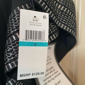 SLNY Chic Black Dress with Silver Detailing